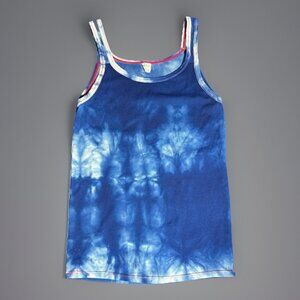 Vintage 70s KMART Mens L (Fits S/M) Blue Tie-Dye Nylon Tank Top Shirt 1970s